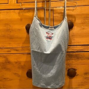 Top, Sky Blue Camisole w/Embroidery Detail